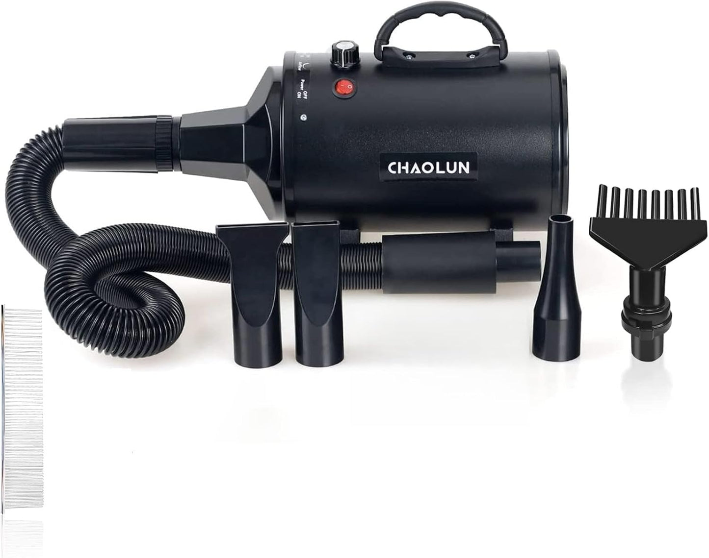 High Velocity Dog Dryer Blower, Professional Dog Grooming Dryer, Dog Blow Dryer 3.8HP, Pet Hair Dryer with Heater, Powerful Blow Force, Stepless Adjustable Speed, Quickly Dry, Black