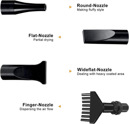 High Velocity Dog Dryer Blower, Professional Dog Grooming Dryer, Dog Blow Dryer 3.8HP, Pet Hair Dryer with Heater, Powerful Blow Force, Stepless Adjustable Speed, Quickly Dry, Black